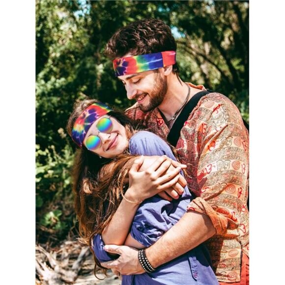 Hippie Costume Set, Hippie Sunglasses, Peace Sign Necklace and Tie Dye - Picture 5 of 7